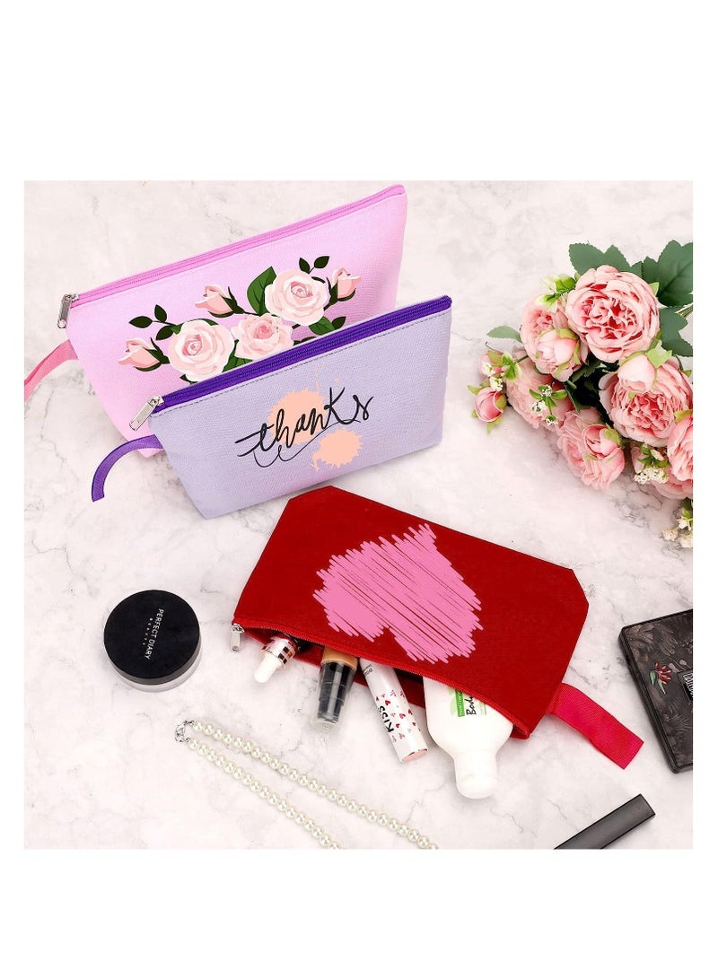 الأزرق جي دبليو Cotton Canvas Makeup Bag with Bottom and Strap Multi-Purpose Cosmetic Zipper Travel Toiletry Pouch Blank DIY Craft Pencil for Women Girls Teens 10 Pieces - Image 5