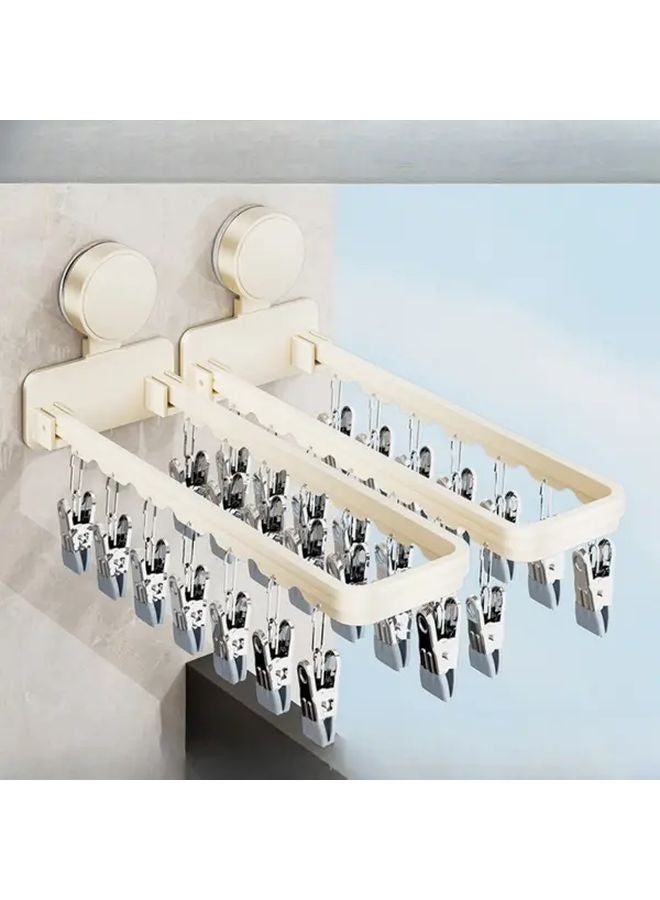 2pcs Black Heavy Duty Aluminum Suction Cup Drying Rack With 12 Clips - Image 3