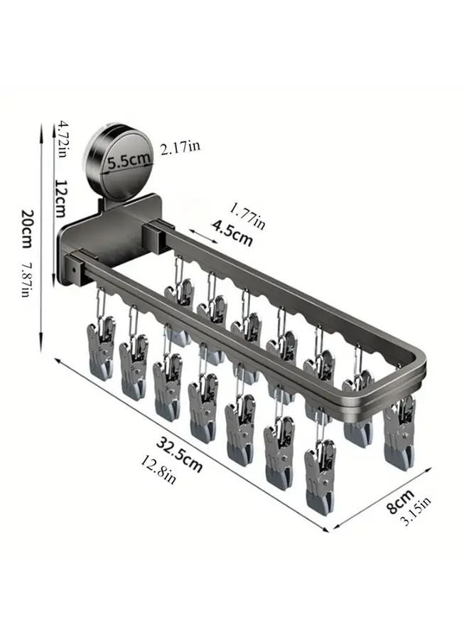 2pcs Black Heavy Duty Aluminum Suction Cup Drying Rack With 12 Clips - Image 4