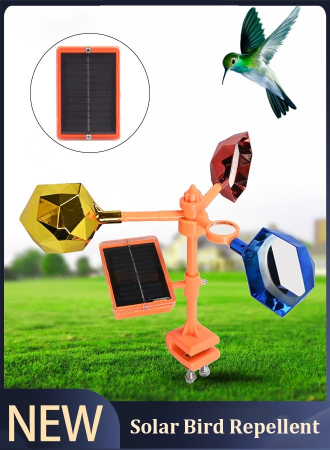 Solar Bird Repeller Reflect-a-Bird Deterrent with Solar Voice Scarer,360° Wind Driven Flash Bird Repellent Rhombic Polygon Reflect Bird Deterrent Bird Spinning Reflectors Anti Bird Defender for Garden Yard-Multi - Image 1