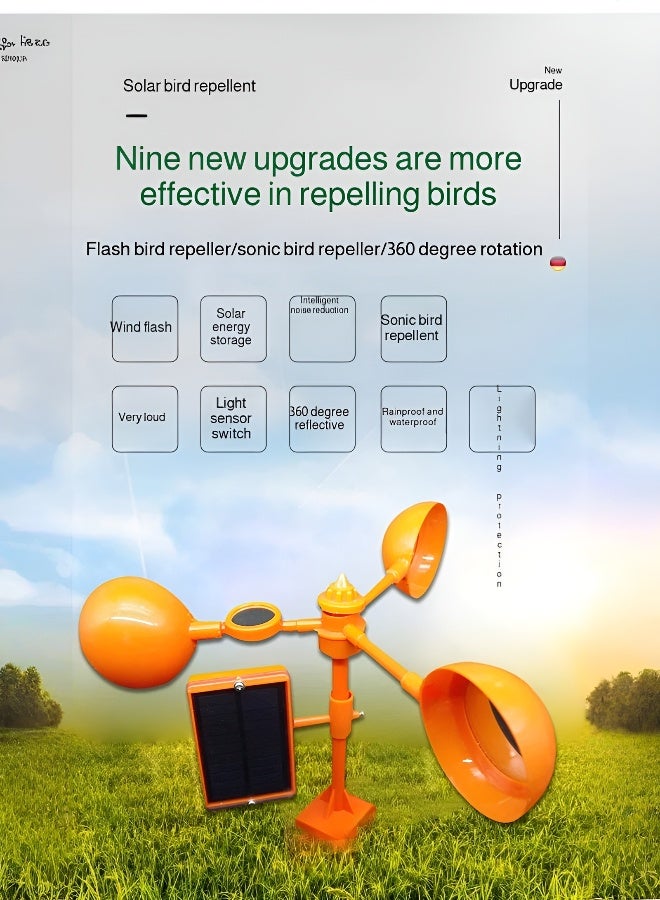 Solar Bird Repeller Reflect-a-Bird Deterrent with Solar Voice Scarer,360° Wind Driven Flash Bird Repellent Rhombic Polygon Reflect Bird Deterrent Bird Spinning Reflectors Anti Bird Defender for Garden Yard-Multi - Image 5