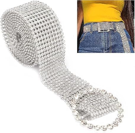 Generic Rhinestone Diamante Mesh Ribbon Trim Sparkling Crystals Decoration for Jewellery Making and Art Crafts Silver Diamond 24 LineX125 Meter  - Image 3