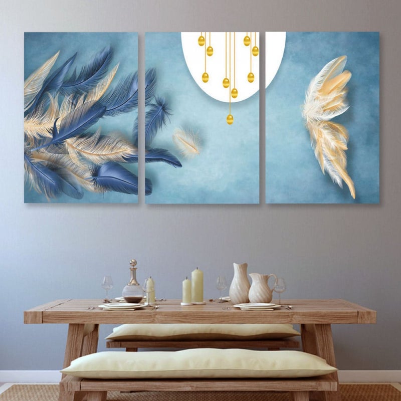 ماركتنا ثلاث لوحات قماشية فخمة بتصميم مودرن مع برواز مجوف مقاس (120×60) ثلاث قطع - Image 1