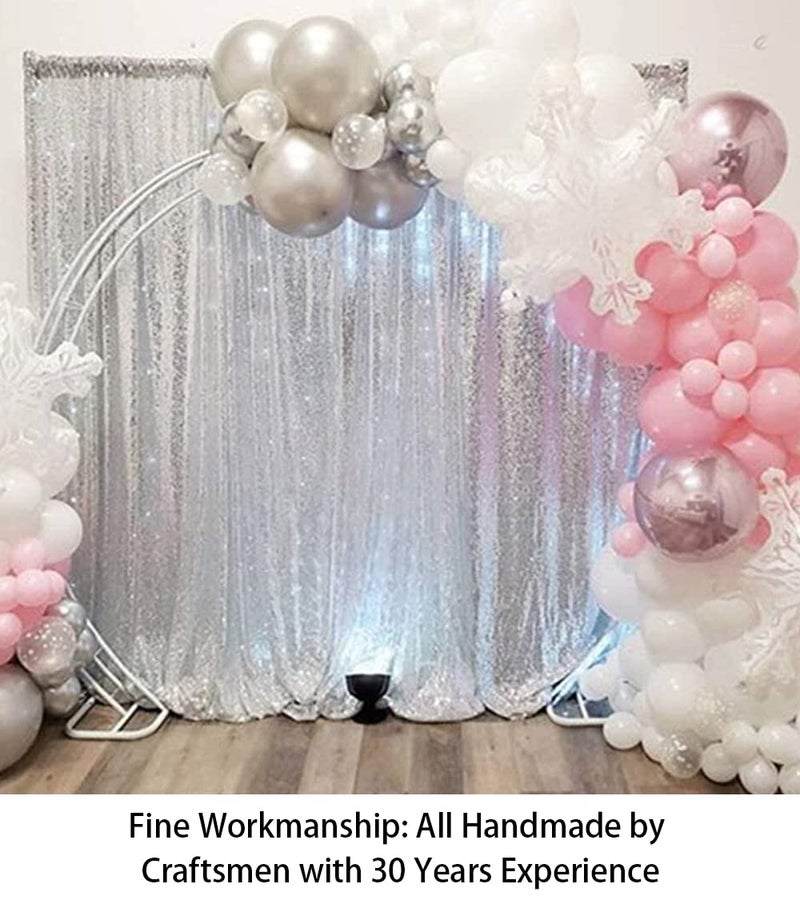 ShiDianYi 4FTx6FT Silver Sequin Backdrop, Shimmer Sequin Photo Booth Backdrop for Xmas Decor - Image 3