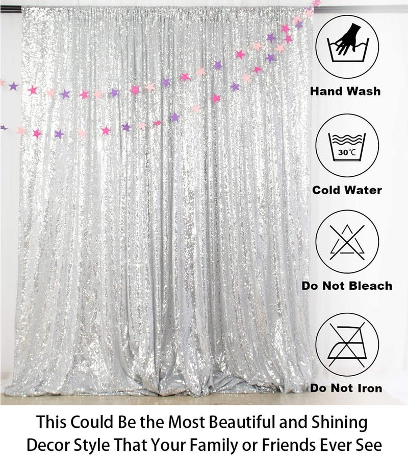 ShiDianYi 4FTx6FT Silver Sequin Backdrop, Shimmer Sequin Photo Booth Backdrop for Xmas Decor - Image 5