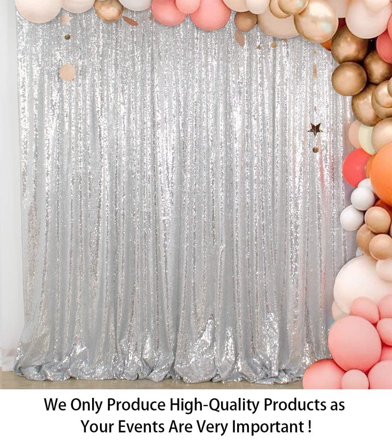 ShiDianYi 4FTx6FT Silver Sequin Backdrop, Shimmer Sequin Photo Booth Backdrop for Xmas Decor - Image 2