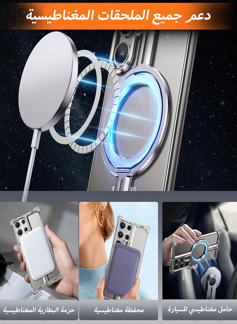 LEOKOR Metal Frameless Phone Case,Sleek Minimalist Protective Shock Absorption,Aerospace Grade Aluminum Shells,Built-in Kickstand Phone Cover,for Samsung Galaxy S24 Ultra Frameless Case(Natural Titanium) - Image 2