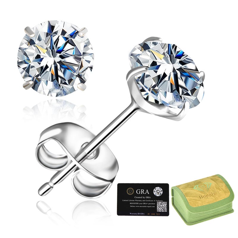 Moissanite Stud Earrings for Men Women02CT16CT D ColorGRA CertifiedPure Titanium Hypoallergenic Round Wedding Earrings Dainty Cartilage Helix Piercing Jewelry White 1Carats05ct25mm