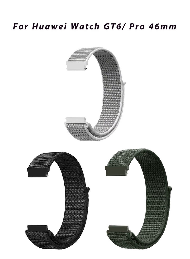 rocooart 3-Pack Huawei Watch GT6/GT6 pro/GT5/GT4/GT3 Pro 46mm Watch Strap Nylon Replacement Strap 22mm Velcro Watch Band - Image 1