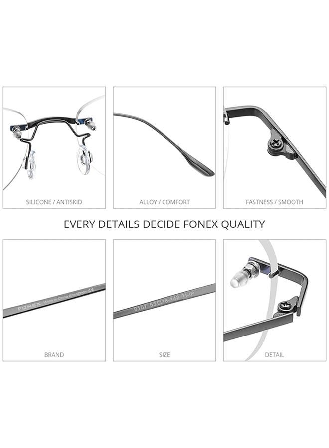 FONEX Metal Square Eyeglasses,Full Rim Lightweight Glasses Frame for Men 8105, 8107 Grey, Mid - Image 3