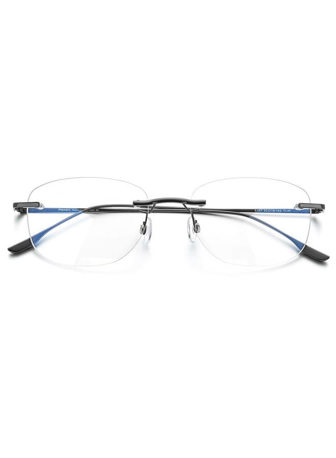 FONEX Metal Square Eyeglasses,Full Rim Lightweight Glasses Frame for Men 8105, 8107 Grey, Mid - Image 4