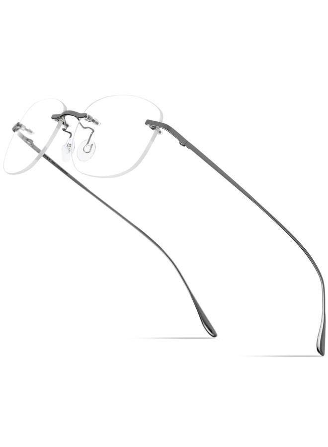 FONEX Metal Square Eyeglasses,Full Rim Lightweight Glasses Frame for Men 8105, 8107 Grey, Mid - Image 1