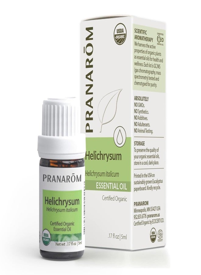 Pranarom USDA Certified Organic Helichrysum Essential Oil (5ml, 100% Pure Natural Therapeutic Grade for Skincare, Lotions, Aromatherapy, Diffusion, and Wellness - Image 1