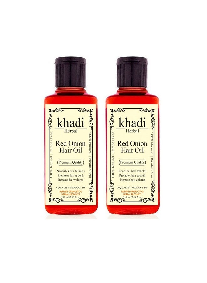 Khadi Herbal - Herbigiri Herbal Red Onion Hair Oil For Fresh Strong And Shining Hair Hair Fall Control Hair Strengthening Paraben Free Natural (420 Ml) - Image 1