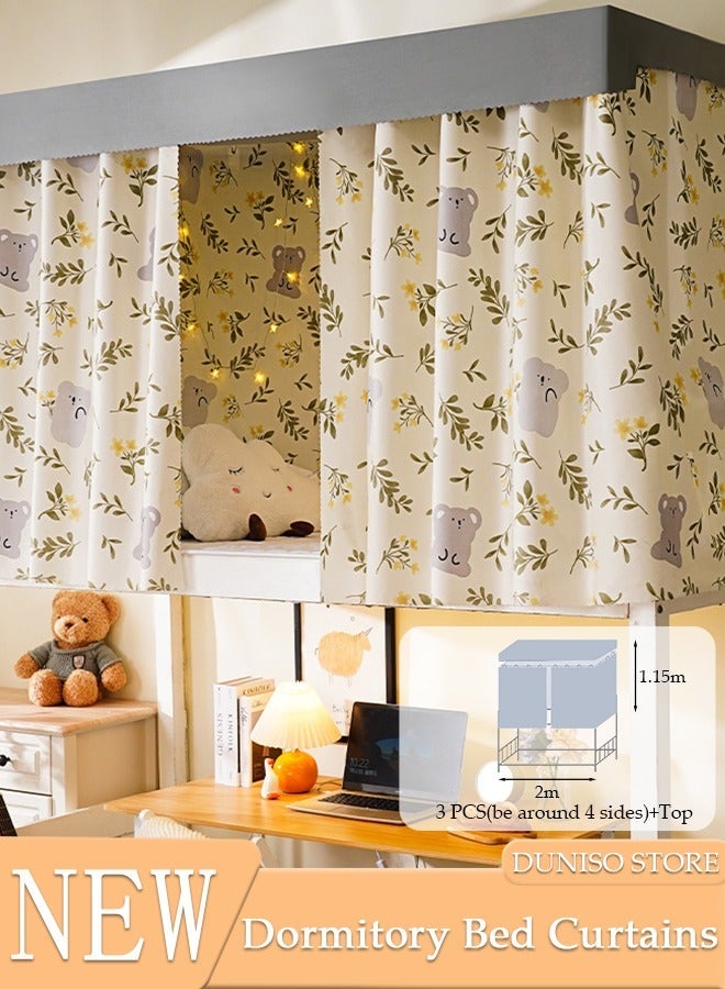 DUNISO Blackout Upper Berth Bunk Bed Curtains Dormitory Room Lightproof Decorative Roommate Privacy Cover Canopy Photo Background Decor Backdrop Blackout Curtain 3 Panels with a Top - Image 1