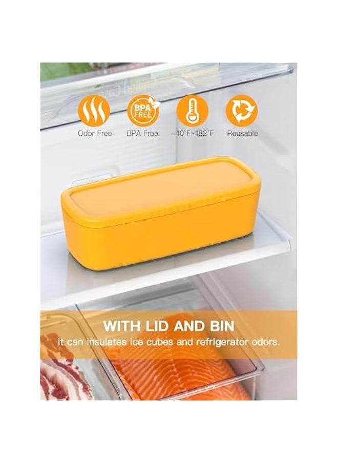 HOOKOR - Durku Ice Cube Tray for Tumbler Cup,3 Pcs Silicone Cylinder Ice Mold with Lid and Bin for Freezer,for Chilling Drink,Juice,Whiskey,Cocktail,Coffee,Easy Fill and Release Ice Maker,Summer Gifts (Yello - Image 1