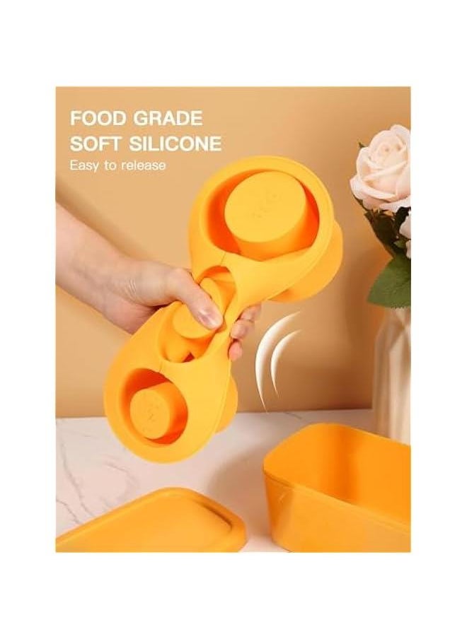 HOOKOR - Durku Ice Cube Tray for Tumbler Cup,3 Pcs Silicone Cylinder Ice Mold with Lid and Bin for Freezer,for Chilling Drink,Juice,Whiskey,Cocktail,Coffee,Easy Fill and Release Ice Maker,Summer Gifts (Yello - Image 1