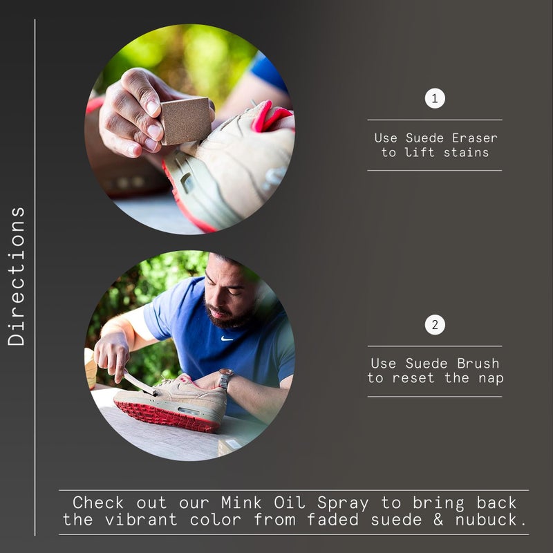 Reshoevn8r Dry Suede Kit - Sneaker Cleaner & Shoe Care for Light-Colored Nubuck & Suede Shoes - Gently Removes Marks, Spots, & Scuffs - 1 Cleaning Brush & 1 Eraser - Image 4