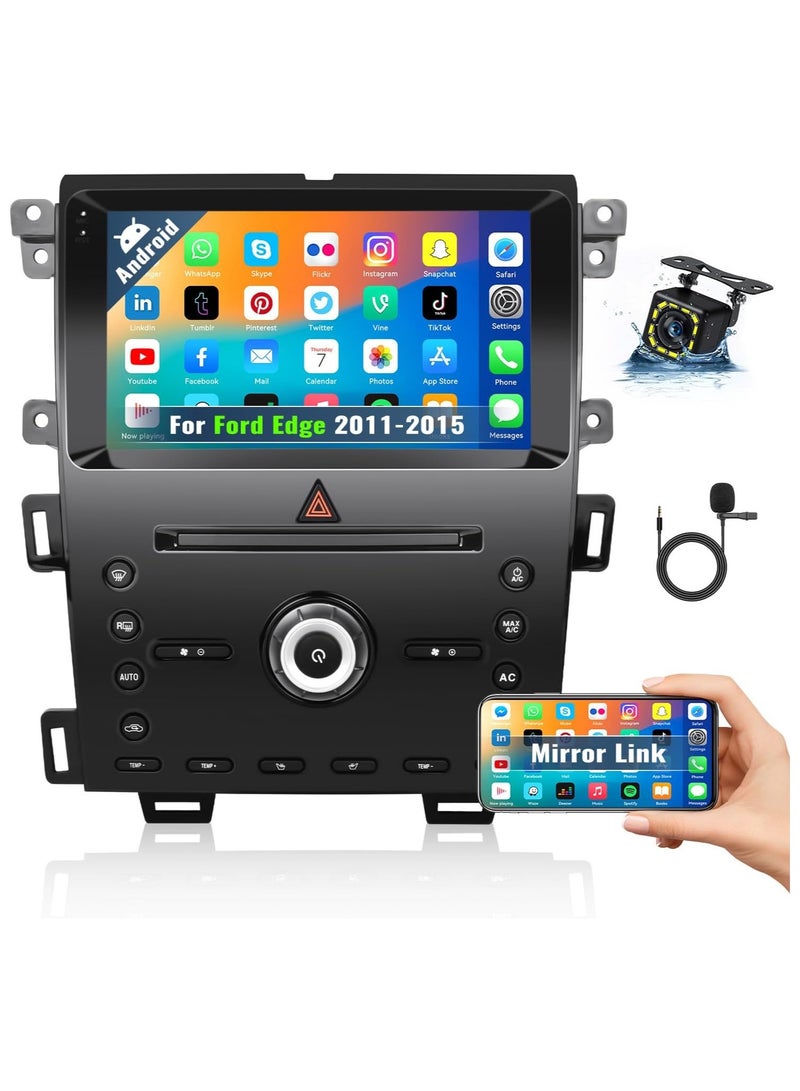 Vierex 9-Inch Android Car Stereo Radio for Ford Edge 2011–2015 with Bluetooth, GPS, WiFi, Backup Camera, FM Radio, Mirror Link, Subwoofer, SWC, Mic – 2GB RAM 32GB ROM Touch Screen - Image 1