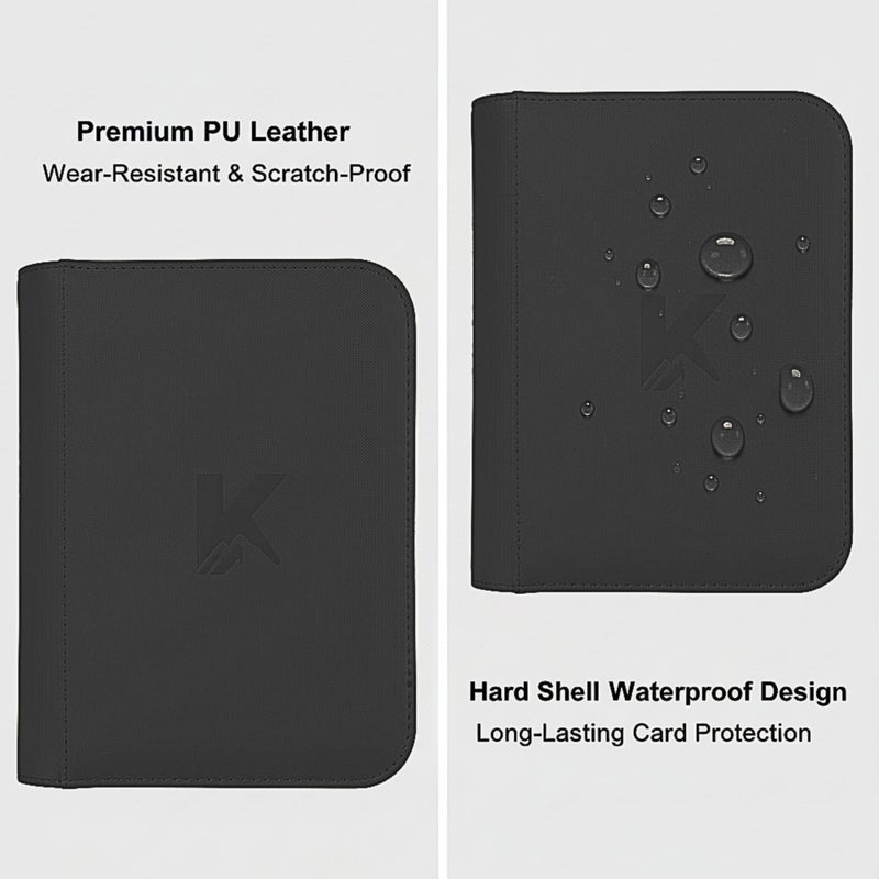 KUOOKING 336 Card Binder, 4-Pocket Zipper Binder for Trading Cards, Side Loading Water-Resistant Album for MTG, TCG & Sports Cards (Black) - Image 3