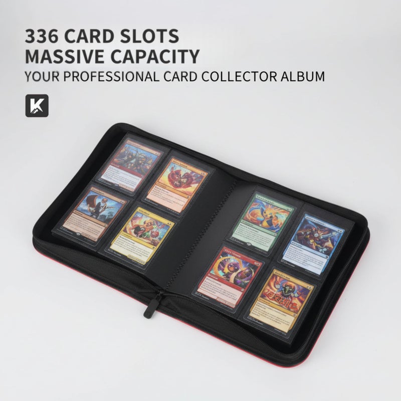 KUOOKING 336 Card Binder, 4-Pocket Zipper Binder for Trading Cards, Side Loading Water-Resistant Album for MTG, TCG & Sports Cards (Black) - Image 2