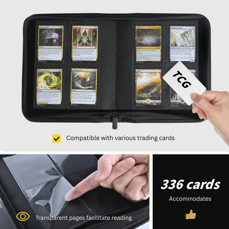 KUOOKING 336 Card Binder, 4-Pocket Zipper Binder for Trading Cards, Side Loading Water-Resistant Album for MTG, TCG & Sports Cards (Black) - Image 5