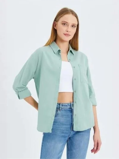 MixRay Mixray Long Sleeve Button-Up Shirt with Pocket