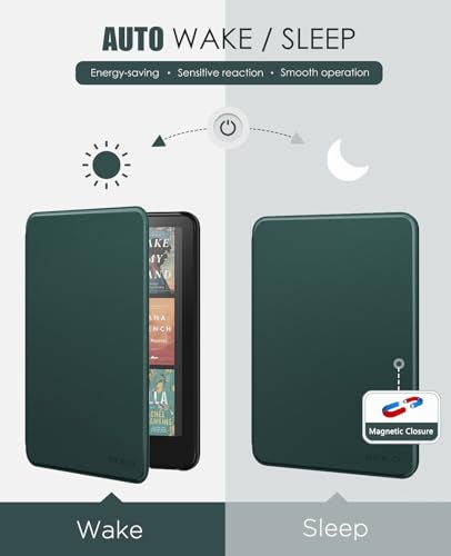 MoKo Case for All-New 7" Kindle Paperwhite(12th Generation-2024) and Kindle Colorsoft Signature Edition 2024, Lightweight Shell Cover with Auto Wake/Sleep for Kindle Paperwhite 2024, Midnight Green - Image 5