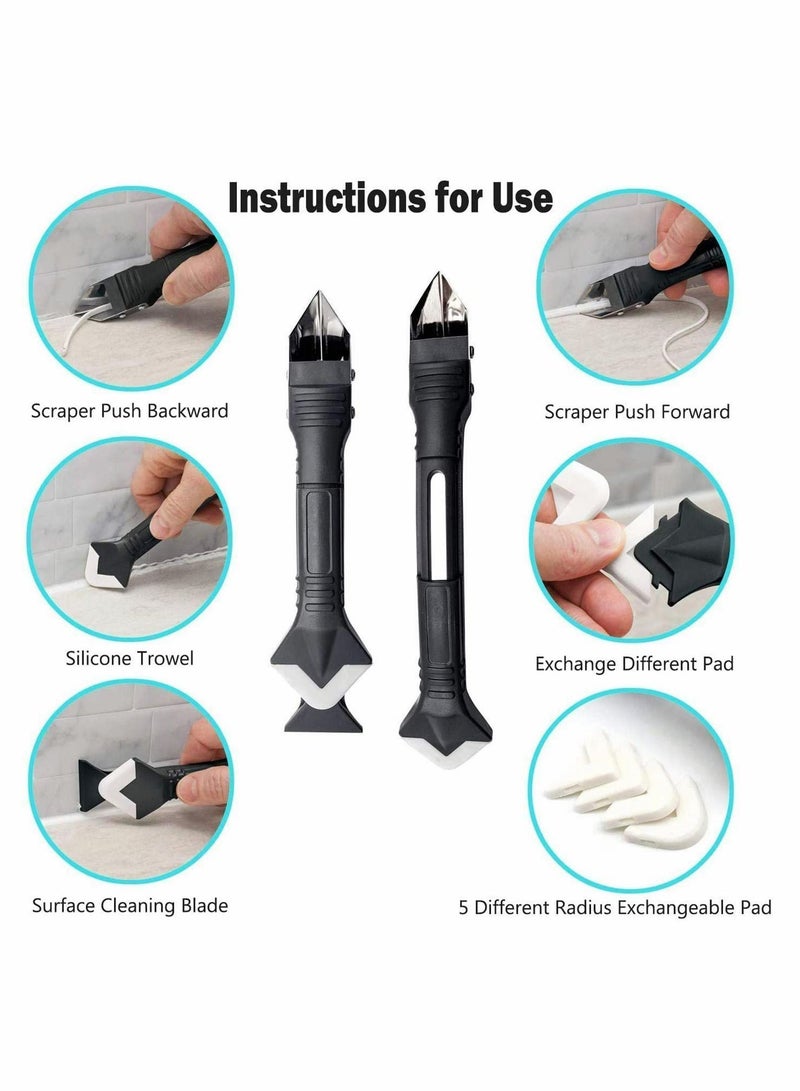 Y&D caulking tool, caulk remover, 5 in 1 tool kit, silicone and plastic Scraper for Kitchen, Bathroom, Window Sink Joint blue - Image 3