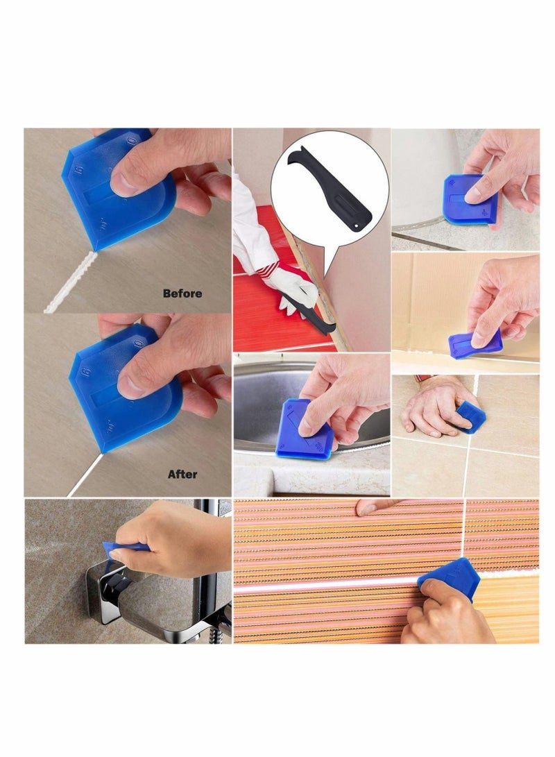 Y&D caulking tool, caulk remover, 5 in 1 tool kit, silicone and plastic Scraper for Kitchen, Bathroom, Window Sink Joint blue - Image 4