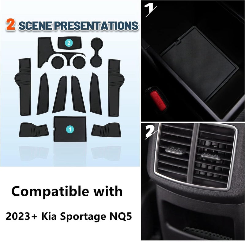 RUIYA 2024 Sportage Door Slot Mats,for Kia Sportage 2025 Accessories Center Console Liner Mats Compatible with 2023 2024 2025 Kia Sportage Hybrid/LX/EX/SX/X-Pro (14PCS/Sets) - Image 3