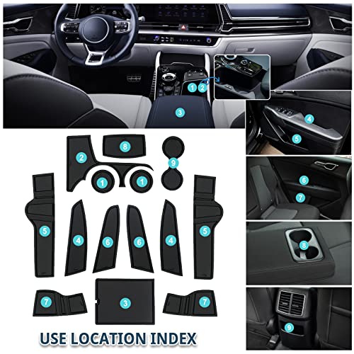 RUIYA 2024 Sportage Door Slot Mats,for Kia Sportage 2025 Accessories Center Console Liner Mats Compatible with 2023 2024 2025 Kia Sportage Hybrid/LX/EX/SX/X-Pro (14PCS/Sets) - Image 2