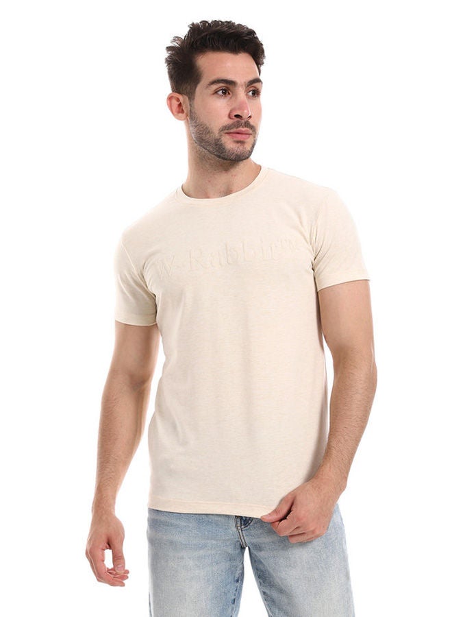 WHITE RABBIT Short Sleeves Beige Tee With "White Rabbit" Beige Print  - Image 1