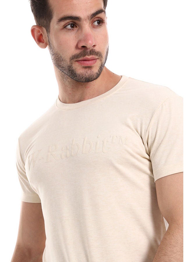 WHITE RABBIT Short Sleeves Beige Tee With "White Rabbit" Beige Print  - Image 4