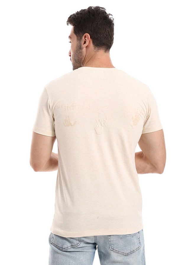 WHITE RABBIT Short Sleeves Beige Tee With "White Rabbit" Beige Print  - Image 3