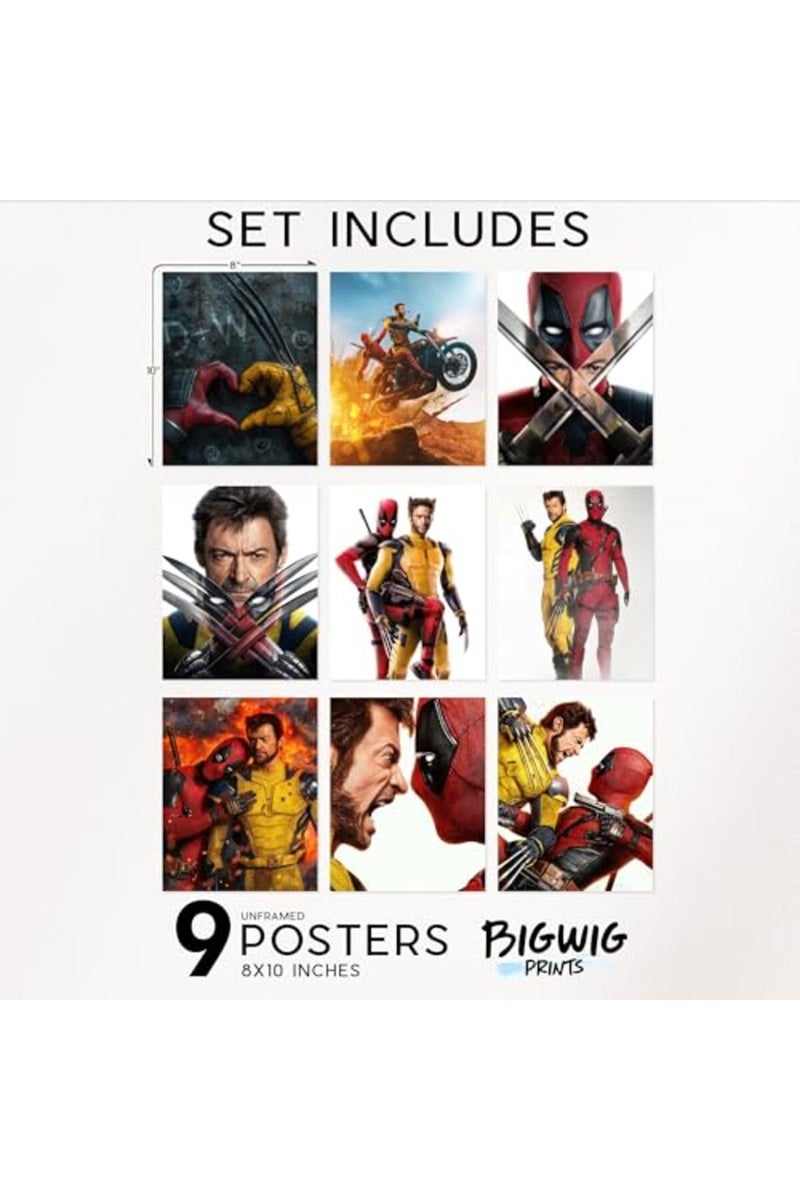 BigWig Prints ALAYRA Deadpool and Wolverine Poster - Deadpool Poster, Wolverine Merch, Superhero Movie Wall Art, Merchandise Room Decor Pictures Artwork Decorations, Gifts - Unframed Set of 9 (8x10) - Image 3