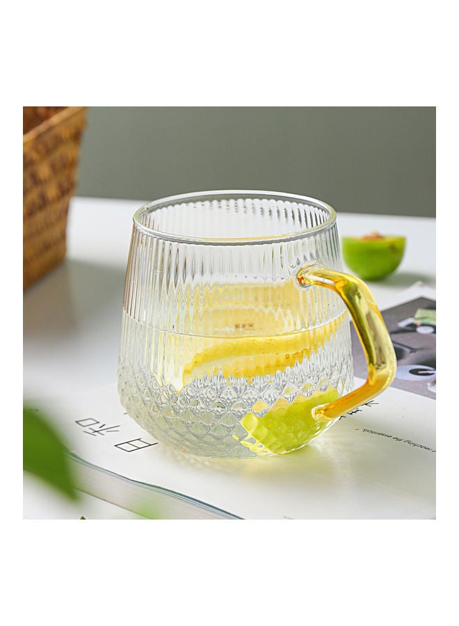 Relief Square Handle Cup Glass Clear 9.5x9.5x9cm - Image 1