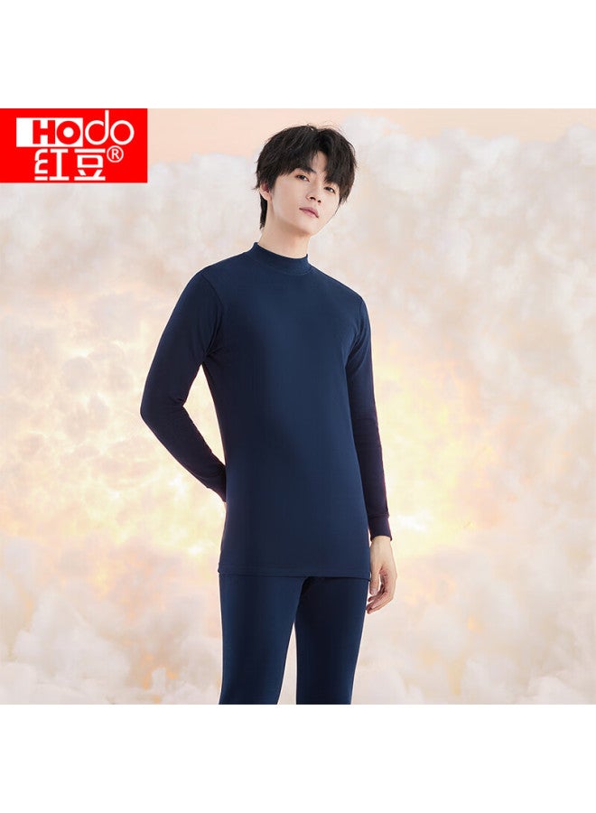 Hongdou Men's Autumn Underwear Set, Pure Cotton Mid-high Collar Cotton Sweater, Thin Base Layer, Warm Set, New Arrival For Autumn, Navy Blue, Size 175 - Image 3