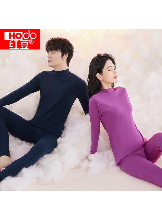 Hongdou Men's Autumn Underwear Set, Pure Cotton Mid-high Collar Cotton Sweater, Thin Base Layer, Warm Set, New Arrival For Autumn, Navy Blue, Size 175 - Image 4