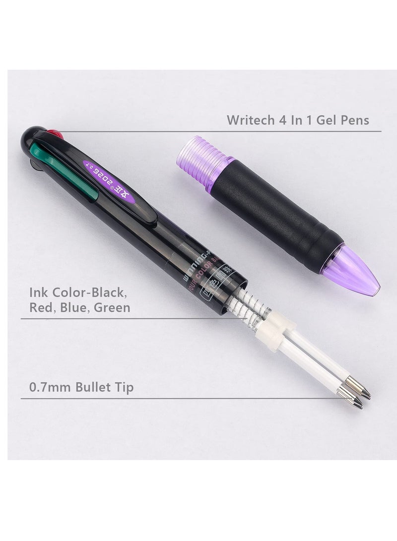 8-Pack Multicolor Retractable 4-in-1 Ballpoint Pens, 0.7mm Fine Tip for Office, School Supplies, Planner, Writing, Diary, Perfect Gift Pens. - Image 2