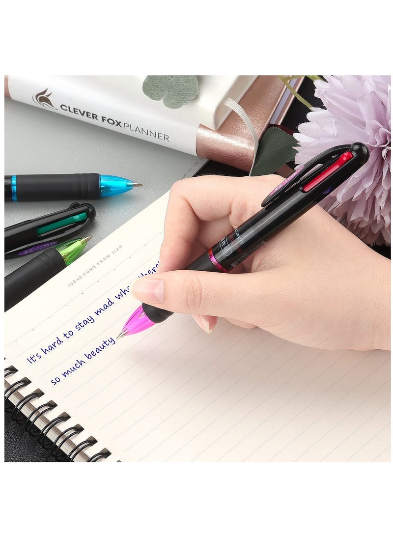 8-Pack Multicolor Retractable 4-in-1 Ballpoint Pens, 0.7mm Fine Tip for Office, School Supplies, Planner, Writing, Diary, Perfect Gift Pens. - Image 4