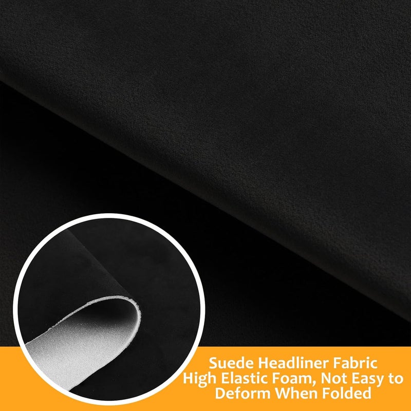 Wilaly Suede Headliner Fabric with Foam Backing - Black 96 x 60 Inch - Image 3