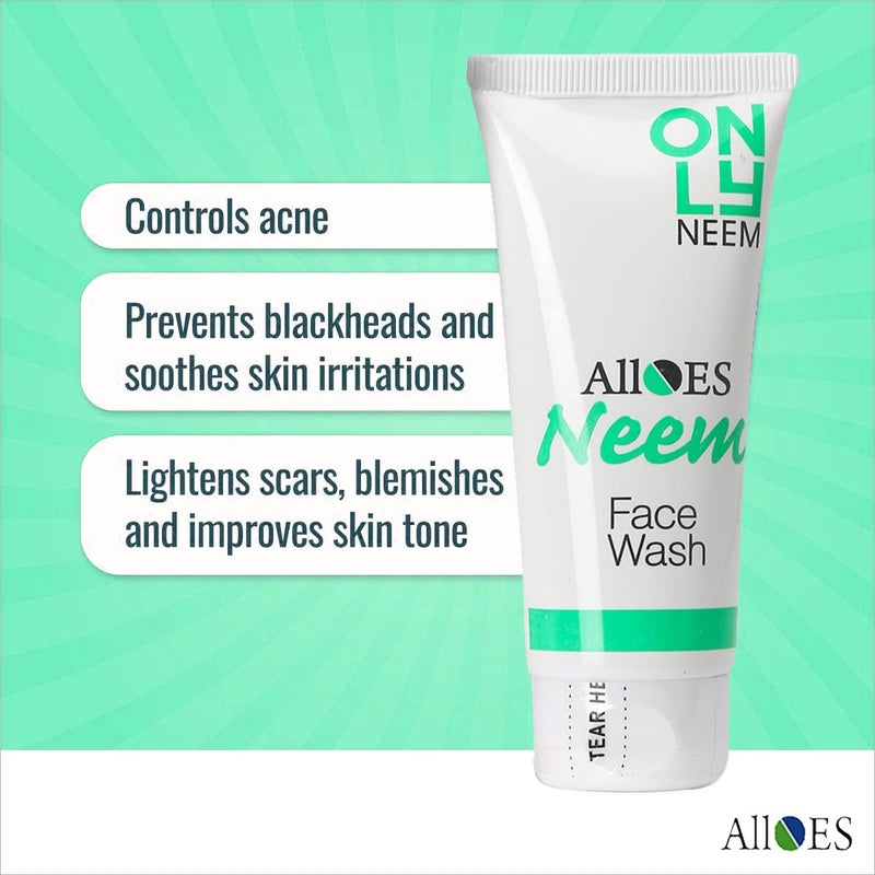 ALLOES PHARMACEUTICALS ALLOES Neem Face Wash For All Type Oily Acne Prone Normal Skin Daily Use For Women Men No Chemical Prevents Pores And Blackheads 100 Oil Soap Free Pack Of 4  - Image 3