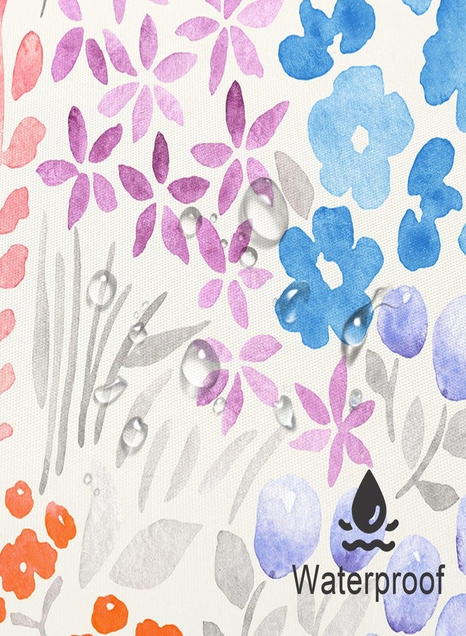 Litabel Cute Colorful Floral Shower Curtain, Blue Boho Flower Shower Curtains for Girls Bathroom Decor, Wildflower Trendy Botanical Waterproof Kids Shower Curtain Set with Hooks 72x72 Inch - Image 4