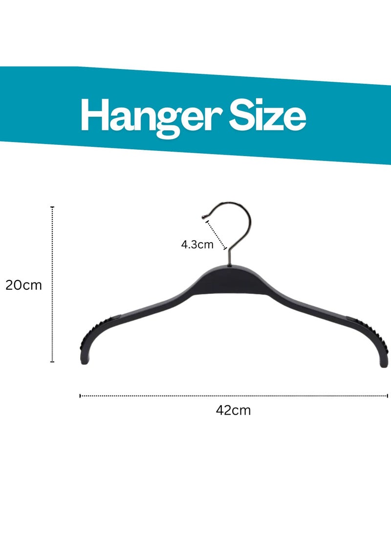 ORTUK 12pcs Non Slip Coat Hangers for Pants, Clothes Hangers Detachable 360° Swivel Hook, Space Saving Anti Slip Rubber Plastic Hangers, Clothing Hanger for Display Stores, Fashion, Trouser, Shirts 42x20 cm - Image 2