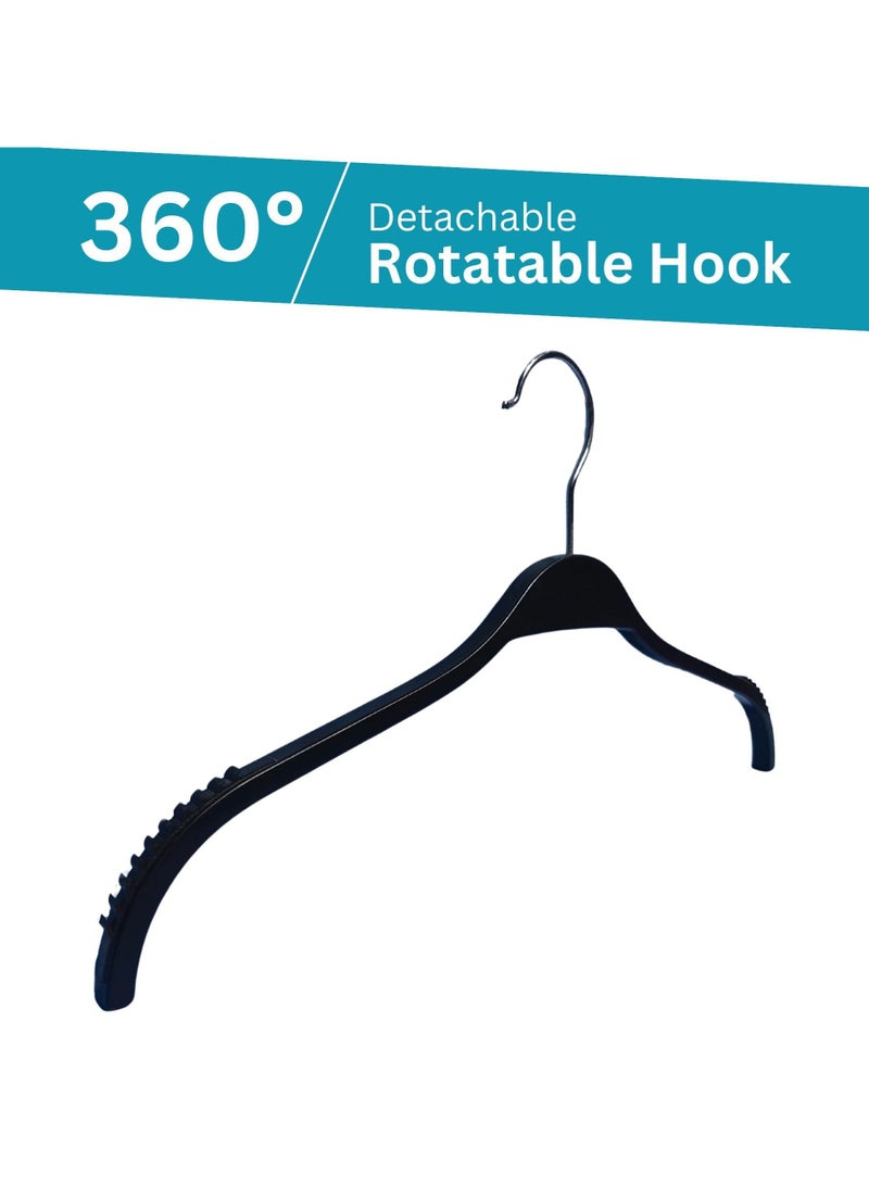 ORTUK 12pcs Non Slip Coat Hangers for Pants, Clothes Hangers Detachable 360° Swivel Hook, Space Saving Anti Slip Rubber Plastic Hangers, Clothing Hanger for Display Stores, Fashion, Trouser, Shirts 42x20 cm - Image 3