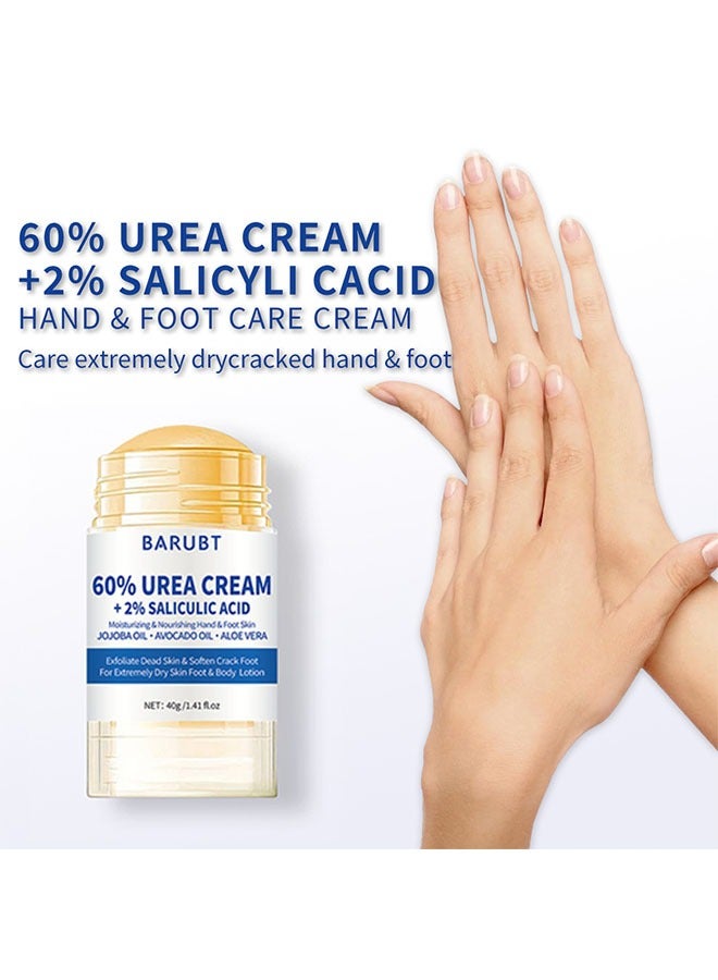 BARUBT 60% Urea Cream Plus 2% Salicylic Acid - Urea Cream for Feet Moisturizer for Dry Cracked Feet Knees Elbows Hands - Heel Balm Stick Aloe Vera, Beeswax, Urea Foot Cream Smoothing Skin 40g - Image 2