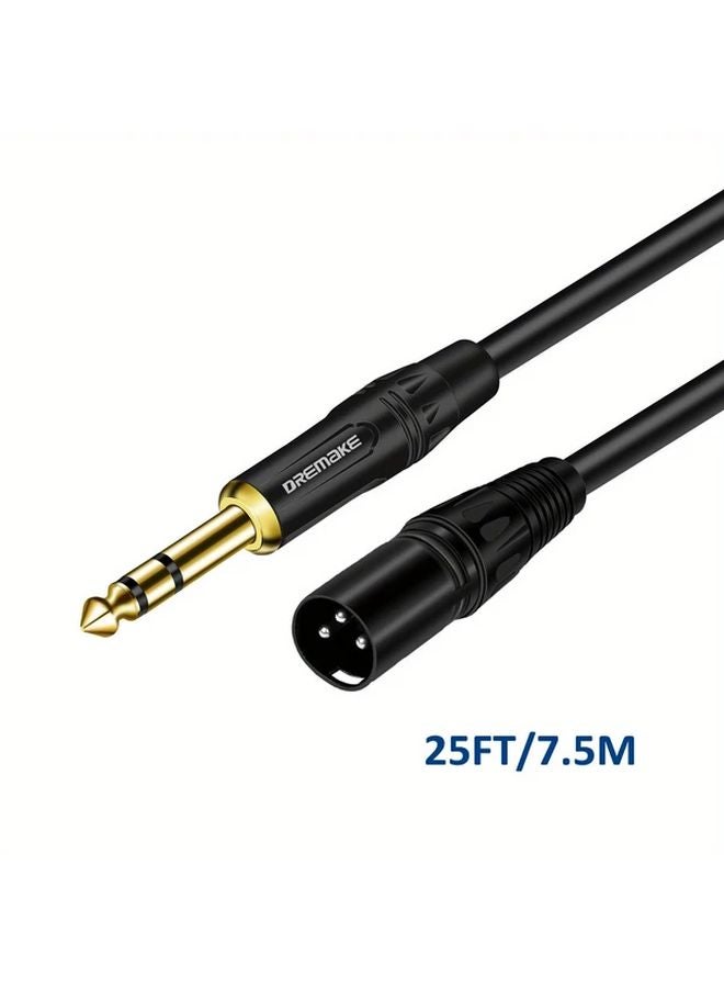 DREMAKE Premium XLR to TRS Male Audio Cable 25FT Oxygen Free Copper for Amplifiers Mixers Speakers - Image 1