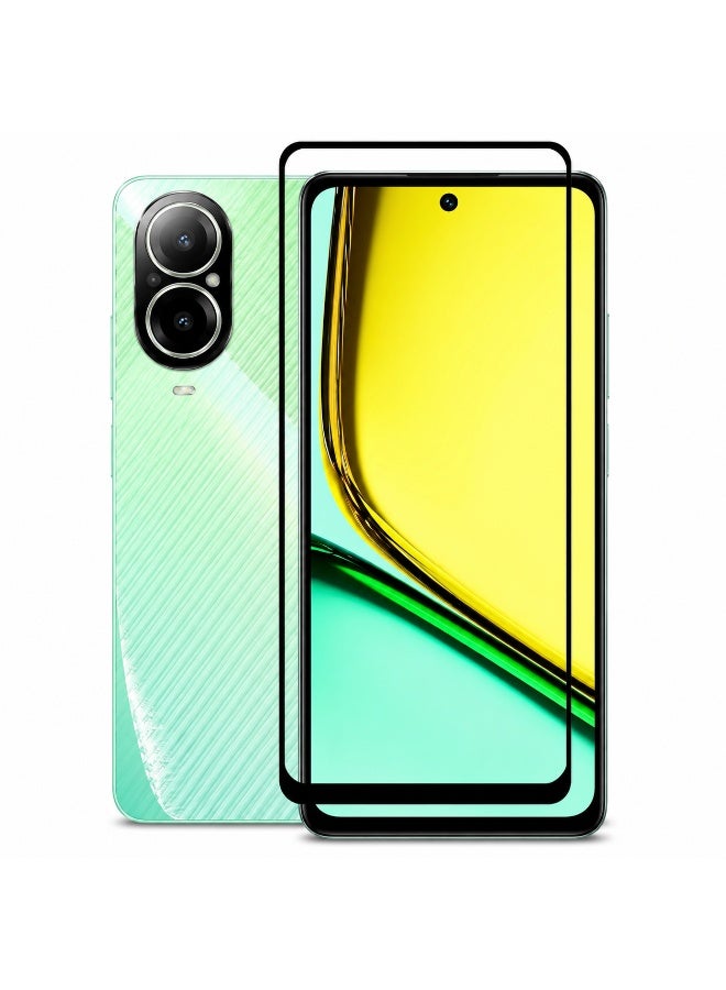 Deer Ghazala Shield 9H Premium Tempered Glass Screen Protector Compatible with Realme C67 - Black Clear - Image 1