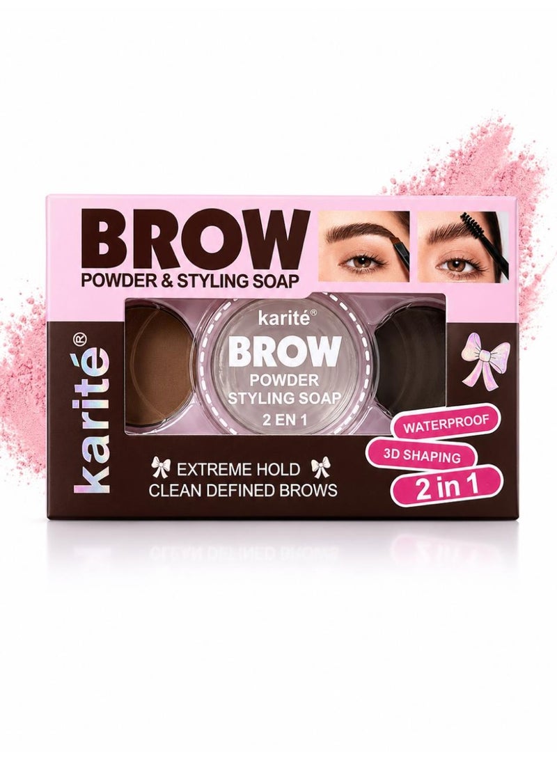 KARITE BROW POWDER & STYLING SOAP WATERPROOF 3D SHAPING 2 in 1 with brush shade 03 3g+2g - Image 2